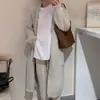 Estilo Coreano Elegante Versátil de Manga Larga Estilo Perezoso Grueso de Lana Suéter Largo Hasta la Rodilla para Mujer Otoño e Invierno Cárdigan Largo de Punto con Bolsillos Grandes