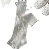 Calcetines de mujer para primavera y verano con estampados florales geométricos, calcetines hasta la pantorrilla combinados con zapatos pequeños de cuero, calentadores de piernas sin pie versátiles