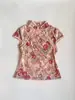 Blusa sin mangas de encaje floral estilo Cheongsam, nuevo estilo chino mejorado, bordada, con cuello alto y botones, para mujer, de estilo suave y elegante
