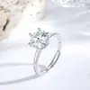 Anillo de Diamante de Seis Garras en Plata de Ley 925 para Mujer, Anillo Simple de Imitación de Diamante Moissanita, Anillo de Compromiso y Boda, Regalo para Esposa
