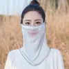 Nova Máscara Véu de Proteção Solar de Verão do Fabricante para Mulheres, Tecido de Malha de Seda Gelada, Cachecol de Pescoço Anti-UV para Ciclismo, Máscara de Proteção Solar