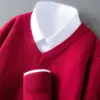 Suéter para Hombre de Cuello en V Grueso de Punto Polar Andy Pulóver Manga Larga Otoño Invierno Nuevo Casual de Negocios Capa Base Talla Grande