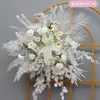 Novo estilo casamento grande estilo arranjo de chão flor simulação flor de seda produto acabado decoração arranjo de flor de eucalipto guia de caminho de palco T arte floral de casamento