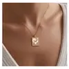 Amazon Transfronterizo Nuevo Collar Dorado Redondo de Rosa Moda para Niñas Elegante Temperamento Estilo Mid-Century Cadena para la Clavícula