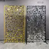 Cortinas de Fio Penduradas com Moldura de Fundo Dourada e Prateada, Adereços de Casamento, Cortinas de Porta Peroladas, Decorações de Teto para Casamento, Cortinas Coloridas de Fio com Lantejoulas e Contas