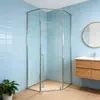 Marco con acabado espejo, puerta de ducha con bisagra pivotante tipo diamante, modelo para proyecto de hotel, soporte para venta al por mayor transfronteriza, OEM disponible