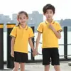 Camiseta polo de manga curta com logo estampado DIY uniforme de turma de jardim de infância camiseta lapela meia-manga pai-filho macacão camiseta