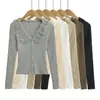Design Suave Senso de Estilo Franja Gola Grande Manga Longa Cardigã de Tricô Outono Novo Estilo Emagrecedor Cropped Top Feminino
