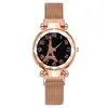 Procesamiento y Personalización Torre Eiffel Cielo Estrellado Reloj Digital para Mujer Reloj para Mujer Imán de Hierro Imán Perezoso Reloj