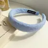 Diadema Nueva de Chifón Color Caramelo de Primavera con Textura de Encaje, Tela Plegada, Accesorio de Esponja de Corona Alta para el Cabello