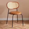 Silla de Mimbre Sintético Estilo Ins Nórdico Crema para Hogar Mid-Century Silla de Respaldo para Balcón Minimalista Silla Retro Silla de Comedor