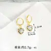 Colares Transfronteiriços Banhados a Ouro 18K Estilo Japonês, Coreano, Europeu e Americano, Brincos de Zircônia em Forma de Coração para Mulheres, Luxo Leve, Cor Duradoura, Atacado de Joias