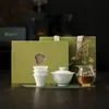 Juego de Té Gaiwan Rosa y Verde Chino Oriental Juego de Té Kung Fu Juego de Té Regalo de Negocios Juego de Té Caja de Regalo
