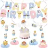 Set de Decoración de Banner para Fiesta de Cumpleaños Transfronteriza con Adornos y Toppers para Pastel Temáticos de Doraemon