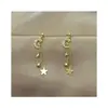 Amazon Style Aretes de Estrella Dorada de Cinco Puntas, Aretes Sencillos y Versátiles con Colgante de Luna, Joyería de Regalo para Mujeres