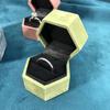 Caja Hexagonal Flip para Anillo Papel Terciopelo Impreso Caja de Joyería Propuesta Boda Caja para Anillo de Diamante Caja para Aretes