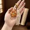 Producto Terminado Puro Hecho a Mano Patrimonio Cultural Inmaterial Brocado de Canción Retro Chino Nuevo Colgante de Orquídea Linghua Doble Cara Retro Sensación de Alta Gama Borla