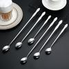 Colher de cuia de aço inoxidável colher criativa de cabo longo colher para misturar café colher de tempero colher de bar pequena colher de mel atacado