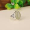 Um Veado Prata S925 Sterling Silver Qingshui Hetian Jade Retro Velho Novo Chinês Simples Ovo Face Anel Anel de Estilo Étnico