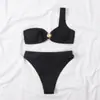 Qiaojiayuan Bikini de Bloques de Color Europeos y Americanos en Stock Bikini de Venta Caliente Traje de Baño de Concha Sexy de Dos Piezas para Mujer Ajustado