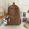 Mochila Escolar para Meninas do Ensino Fundamental, Bonita, Veludo Cotelê, Versátil, Doce, Grande Capacidade, Mochila Leve para Estudantes do Campus