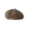 Boina de lana vintage para otoño e invierno, sombrero de calabaza simple estilo coreano con bordado de letras, sombrero octogonal, sombrero de artista versátil para mujer