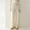 Pantalones de Cachemir Grueso de Cintura Alta con Caída y Pierna Ancha de Punto Recto Largos hasta el Suelo Pantalones Cálidos para Mujer