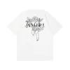 Camiseta de Manga Curta para Casal Amiri Pomba da Paz Tinta Flow Grafite Lettering 230g Série Coleção Estampa Clássica do Logo