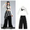 Ropa de Hip Hop y Jazz para Niñas Genial y Atractiva Ropa de Hip Hop para Actuación que Muestra el Ombligo Traje de Calle de Jazz de Moda para Grupo de Chicas