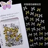 Acessórios de Unha Artística Laço Colorido Banhado Tendência Versátil Tridimensional Decorações de Unha Laço de Fita Dourado e Prata