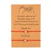 Pulsera de amor transfronteriza pulsera Europea y Americana simple con forma de corazón hilo de cera tejido tarjeta de bendición pulsera de pareja pulsera pulsera pulsera
