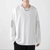 Camiseta masculina de manga comprida Roupas masculinas de outono Camiseta masculina solta elástica Camiseta masculina estampada Ins estilo coreano