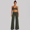 Conjunto fitness transfronteiriço com top esportivo de gola halter, secagem rápida, roupa casual para esportes ao ar livre, corrida, yoga para mulheres
