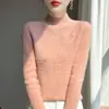 Top de Primera Línea Cruzado Cuello Alto Medio 2025 Ropa Interior Suéter de Punto Rayado con Perforaciones Calientes Cardigan Top para Mujer Otoño e Invierno