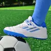 Tênis de Treino Respirável para Crianças Malha com Travas Tf Chuteiras de Futebol Fivela Rotativa Jogo de Futebol Juvenil Tênis de Treino de Futebol
