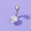 Europa y Estados Unidos más vendidos anillo para ombligo color oro rosa corazón con circonita de forma acero inoxidable Doble Diamante Cuatro Garras clavo para ombligo punto brillante para perforación