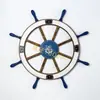 Un metro sobredimensionado ancla timón madera maciza timón mediterráneo timón de barco retro desgastado soporte de pared decorativo duradero