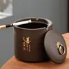 Cenicero de arcilla púrpura con tapa, a prueba de viento, estilo retro, para uso doméstico, decoración de sala de estar, evita la dispersión de cenizas, tamaño grande, multifuncional
