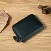 1084 Porta Tarjetas de Cuero Genuino para Hombre y Mujer con Cremallera, Estuche para Tarjetas tipo Acordeón, Múltiples Ranuras para Tarjetas, para Comercio Exterior y Uso Transfronterizo