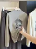 Suéter de Punto de Manga Larga con Estampado de Gato y Cuello Medio Alto Estilo Coreano para Mujer 26 Novedad de Otoño Reductor de Edad Ajustado Capa Interior Capa Base Top