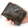 Nueva Cartera para Hombre Cuero Encerado Retro Europeo y Americano Hebilla Magnética Cartera tipo acordeón Gran Capacidad Bolsa para ID Billetera para Monedas Transfronteriza