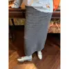 Falda de Punto Retro a Rayas Perezosas para Mujer, Falda Larga de Punto de Lana para Otoño e Invierno, Cintura Alta Adelgazante que se Ajusta a la Cadera