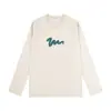 Camiseta de Manga Larga Estampada para Mujer 2025 Nuevo Otoño e Invierno Marca de Tendencia Retro Americana Cuello Redondo Holgada Casual Top Camiseta Básica