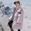 Nueva Chaqueta de Plumón de Invierno 2025 para Niños Chaqueta Larga Media Engrosada para Niños Tallas Mediana y Grande Chaqueta con Capucha de Plumón de Pato Blanco para Niños