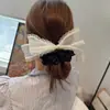 Elegante Scrunchie de Encaje con Lazo y Perlas para Mujer Coleta Atadura de Pelo Versátil Sencillo Accesorio para el Cabello para Moños Atadura de Pelo