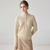 Nuevo suéter de cachemira con cuello Henry de media botonadura para otoño e invierno, jersey suave de color liso, capa base de punto de corte holgado