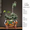 Adorno de fuente de agua de cerámica con agua circulante, pequeña decoración de escritorio para oficina, fuente de agua que atrae la riqueza, regalo para inauguración de casa y ceremonia de apertura