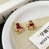 Ancola Red Gourd Ear Clip Sem furos para orelhas Brincos de celebridades da Internet Brincos exclusivos avançados para mulheres Luxo leve 2024 Explosões