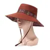 Novo Chapéu de Estilo Étnico para Mulheres, Chapéu de Caminhada Retrô de Verão, Chapéu de Sol de Aba Larga para Exterior, Chapéu de Pescador com Proteção Solar