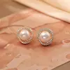 Pendientes de Plata 925 con Cierre de Mariposa, Incrustaciones de Circonita Micro, Perla Espiral, Gama Alta, Modernos, Exquisitos, Compactos, Versátiles y Elegantes para Mujer